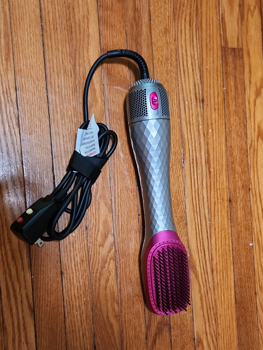 Silver and Pink Heated Straightening Brush - Women Hair Tool